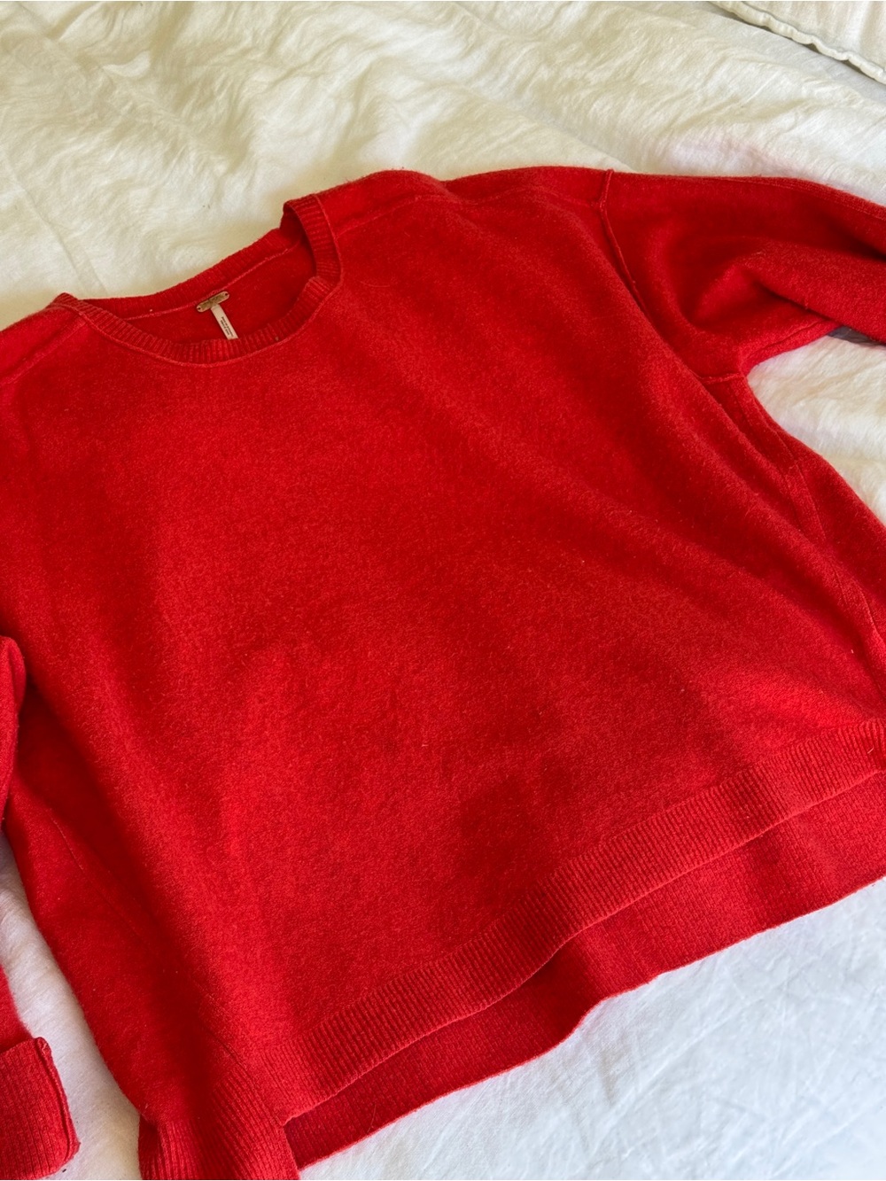 Free People Red Crewneck Sweater - Soft Knit